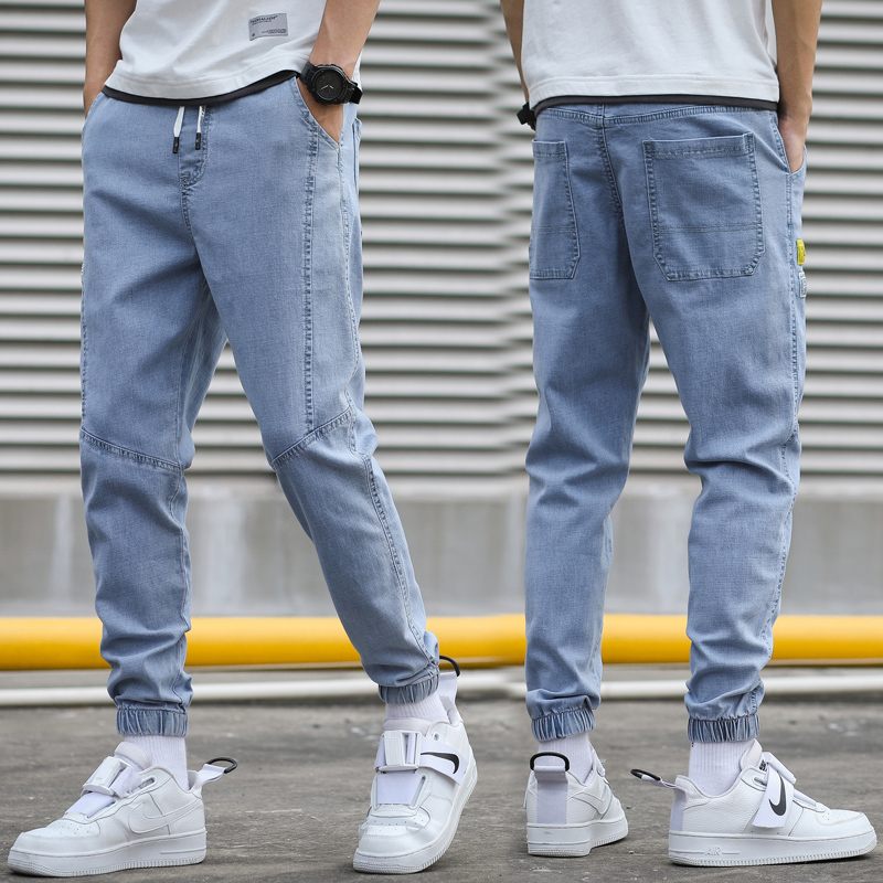 Denim Joggers met Taps Toelopende Pijpen