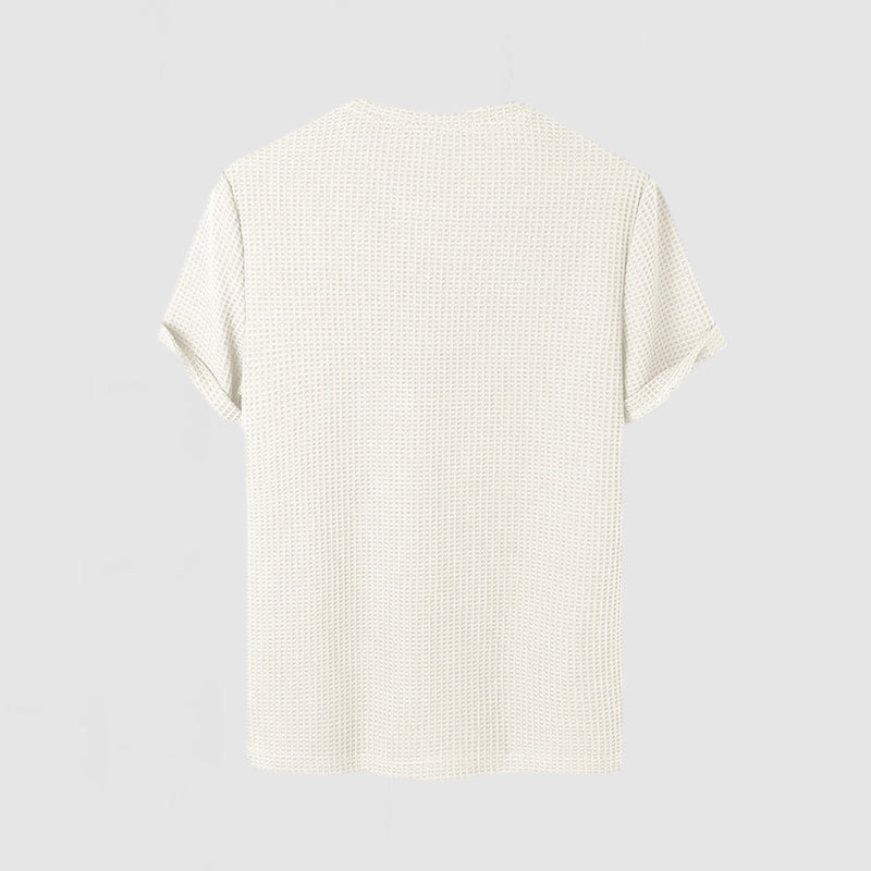 Heren Wafel Katoenen T-shirt met Korte Mouwen