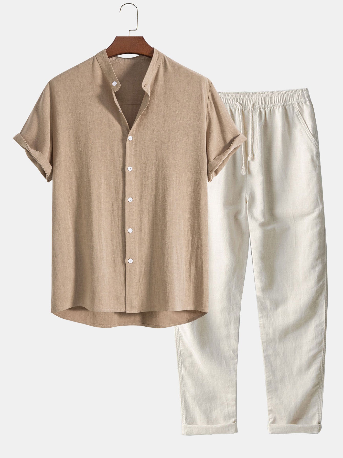 Heren Button-Up Shirt - 100% Linnen - Relaxte Pasvorm - Korte Mouwen Ademende Casual Kleding