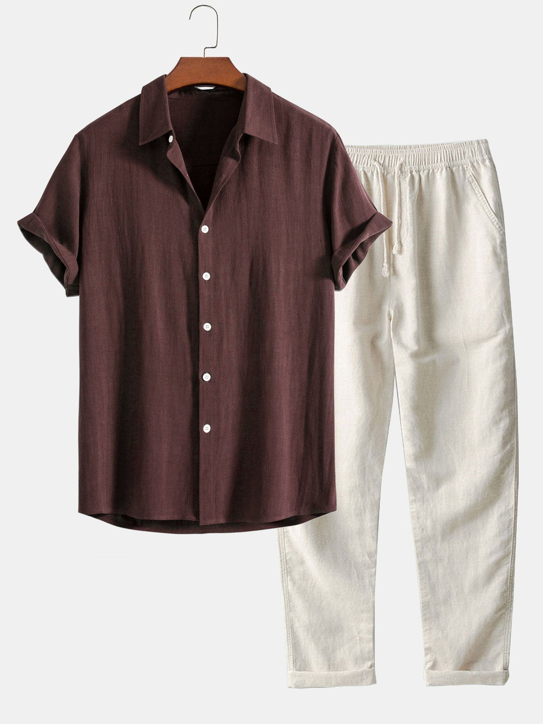 Heren Button-Up Shirt - 100% Linnen - Relaxte Pasvorm - Korte Mouwen Ademende Casual Kleding