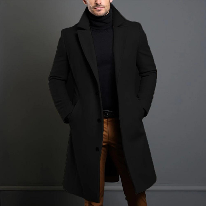 Stijlvolle Heren Trenchcoat met Notch Lapel en Wolblend