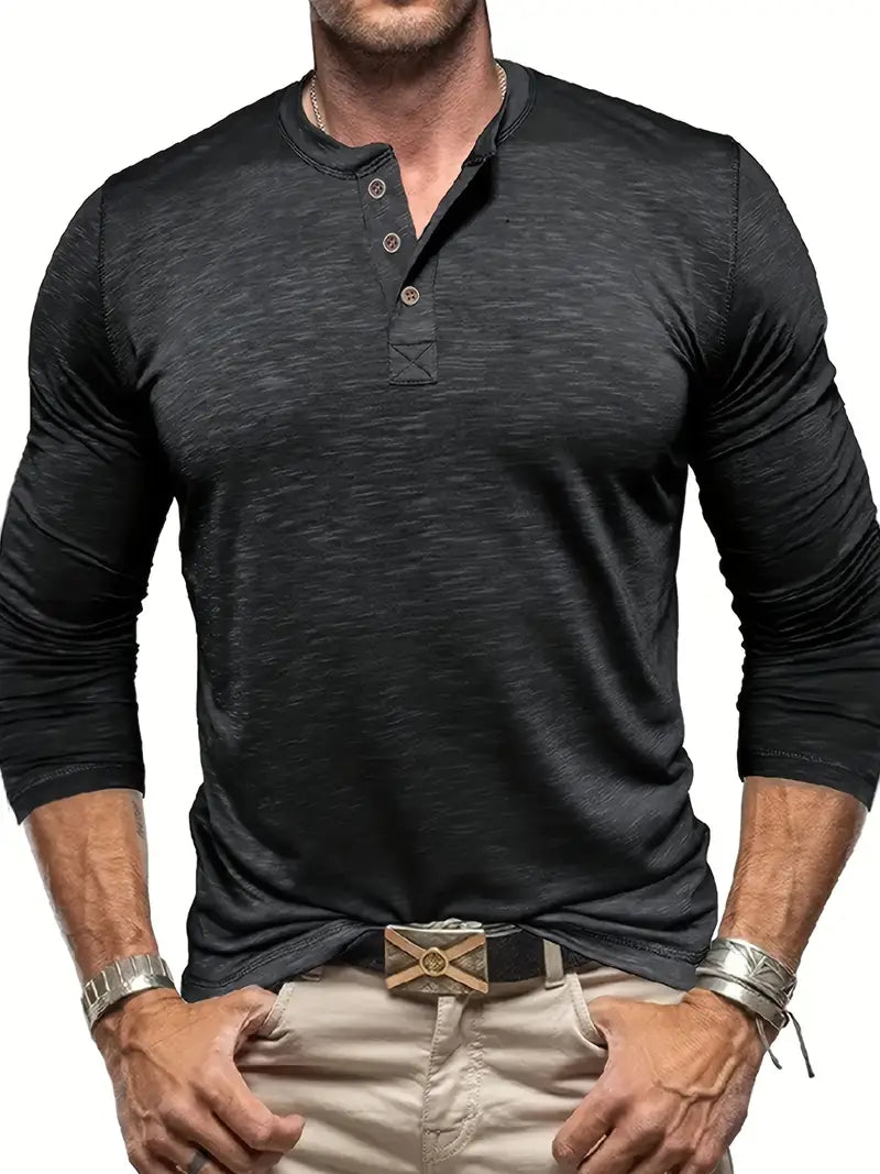 Henley t-shirt met lange mouwen