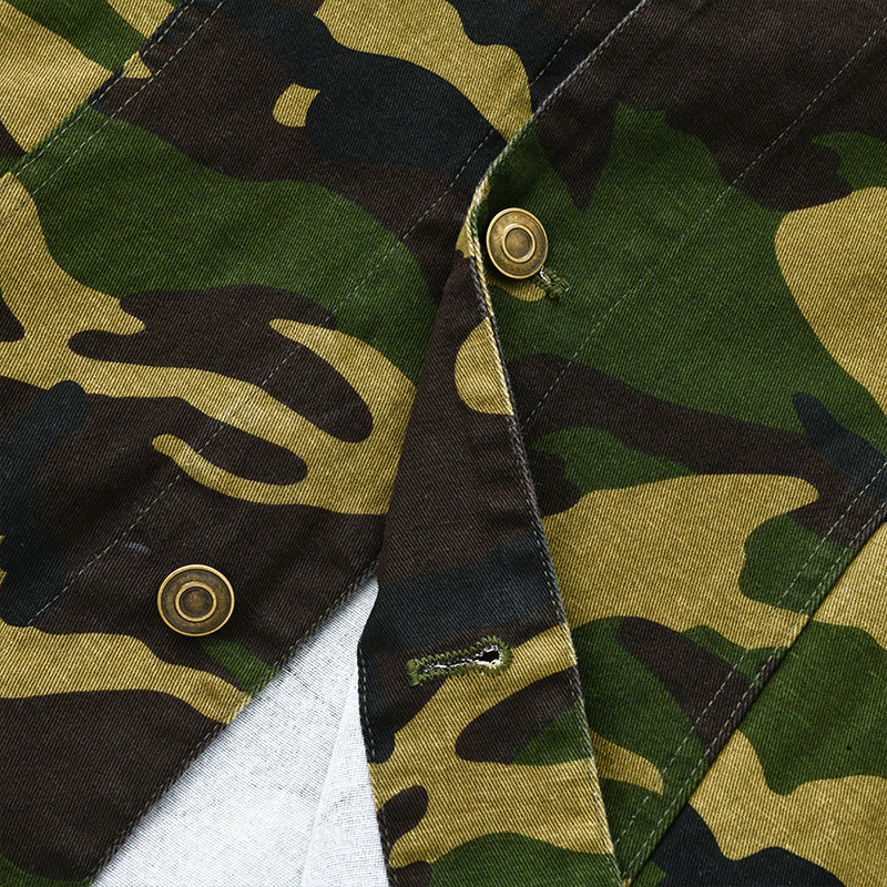 Heren Camouflage Canvas Retro Draagjas met Revers