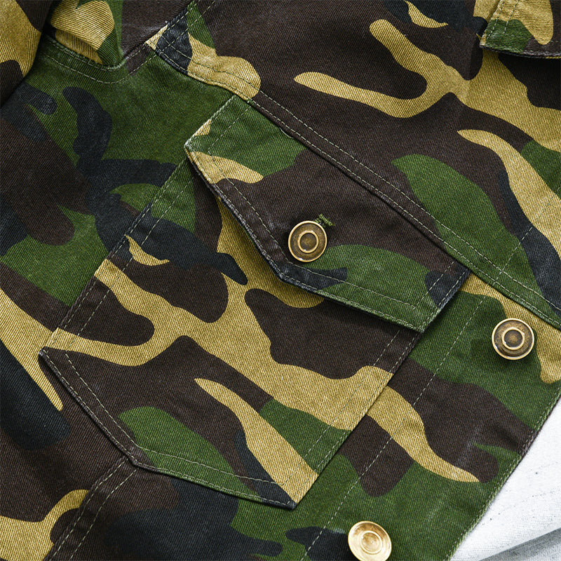 Heren Camouflage Canvas Retro Draagjas met Revers