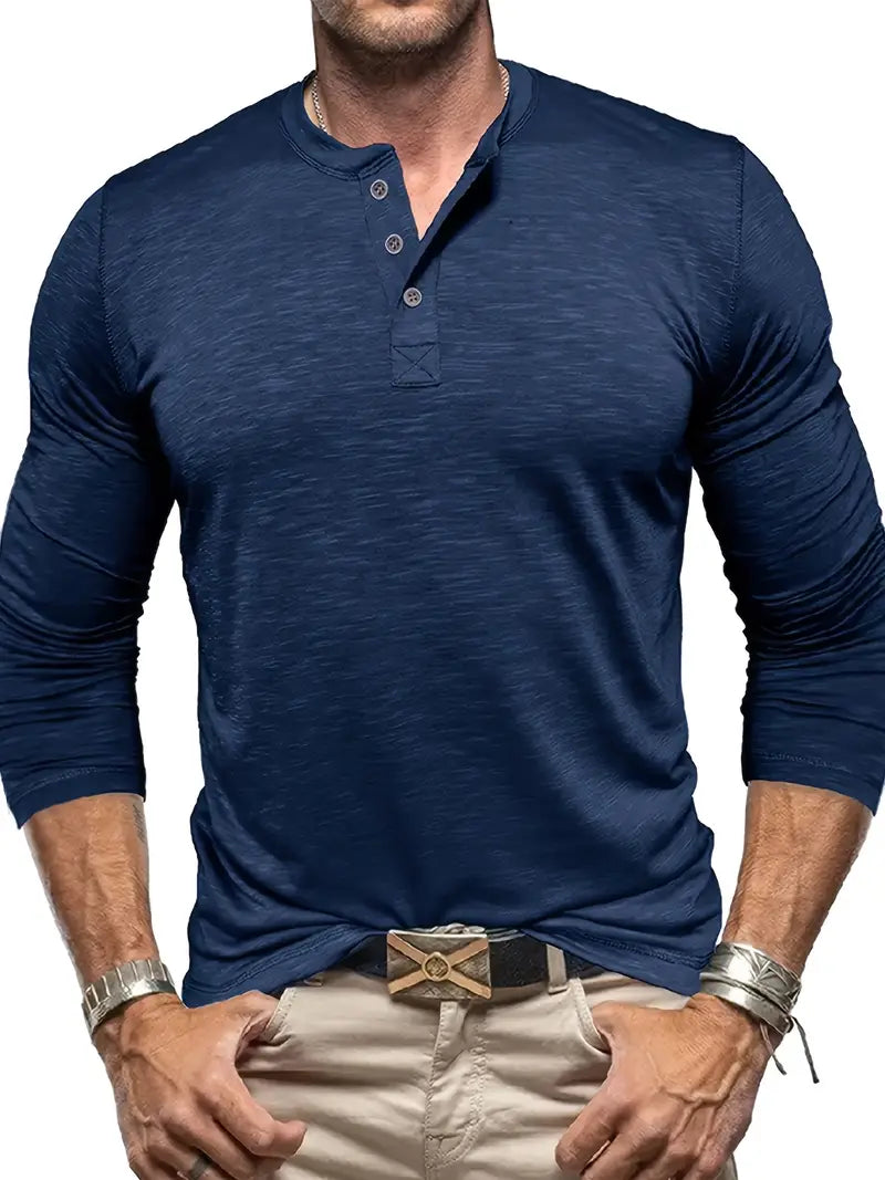 Henley t-shirt met lange mouwen