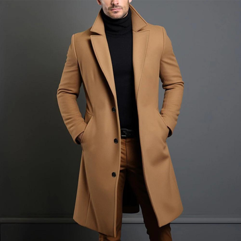 Stijlvolle Heren Trenchcoat met Notch Lapel en Wolblend