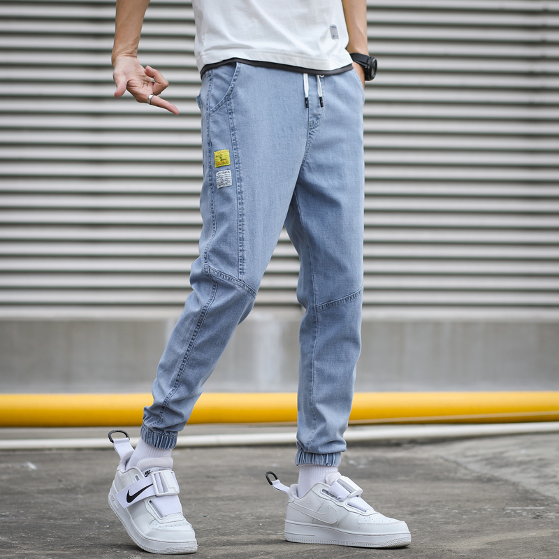 Denim Joggers met Taps Toelopende Pijpen