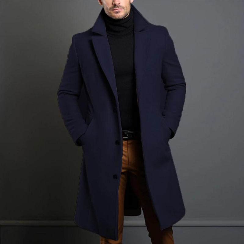 Stijlvolle Heren Trenchcoat met Notch Lapel en Wolblend