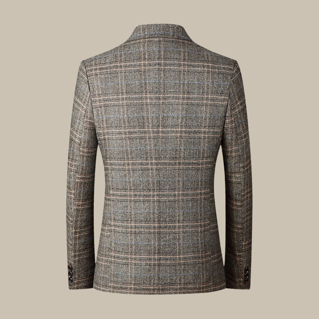 Tijdloze Geruite Vintage Blazer met Knoopsluiting