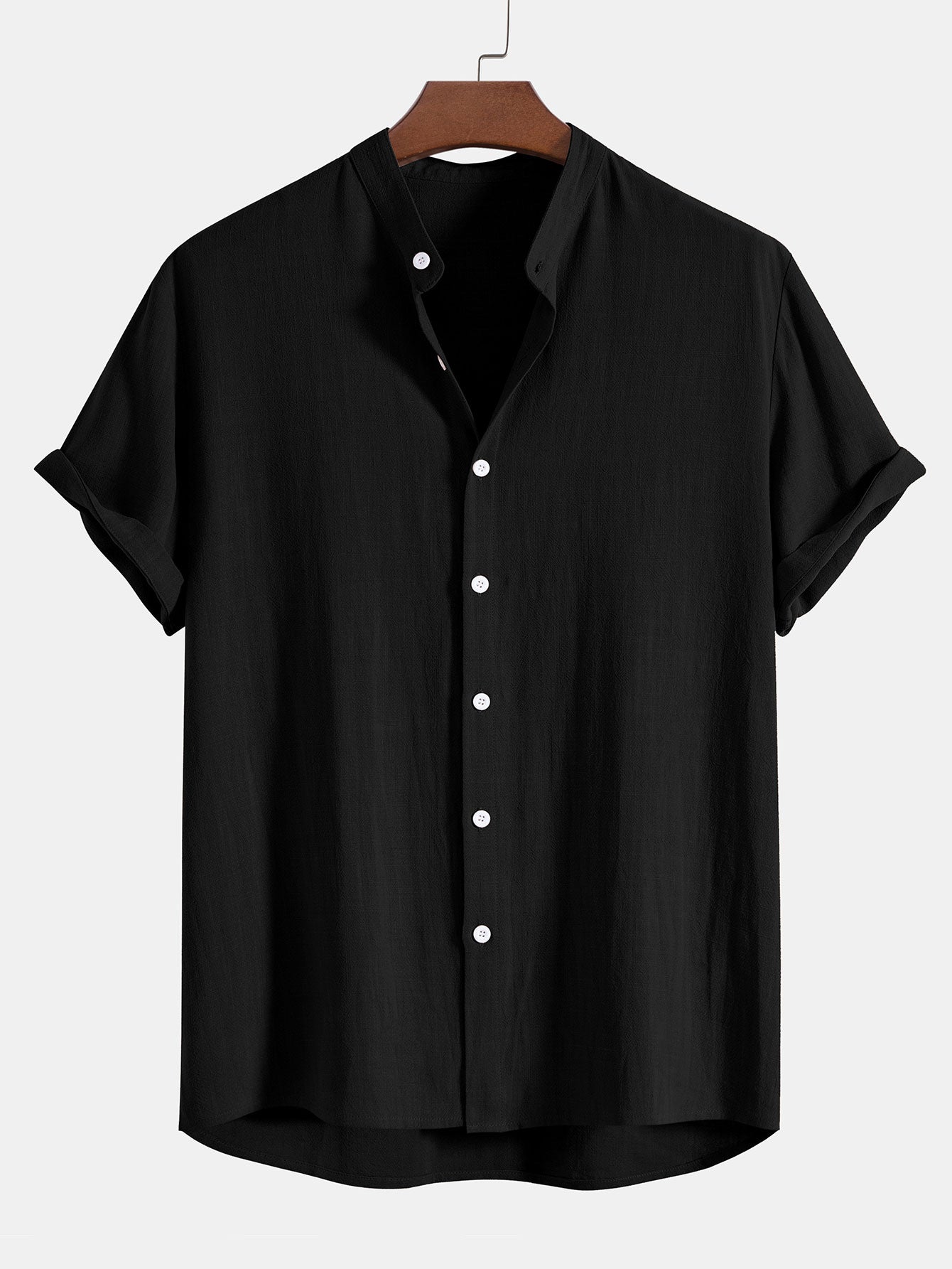 Heren Button-Up Shirt - 100% Linnen - Relaxte Pasvorm - Korte Mouwen Ademende Casual Kleding