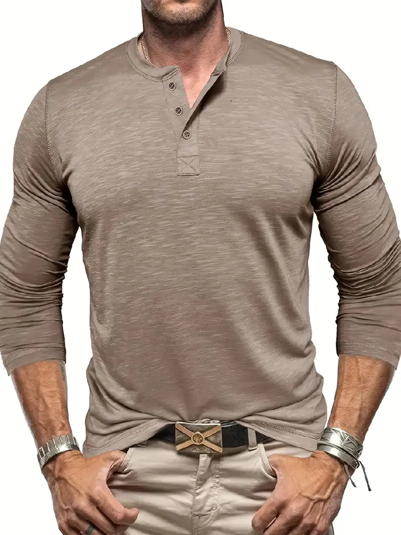 Henley t-shirt met lange mouwen