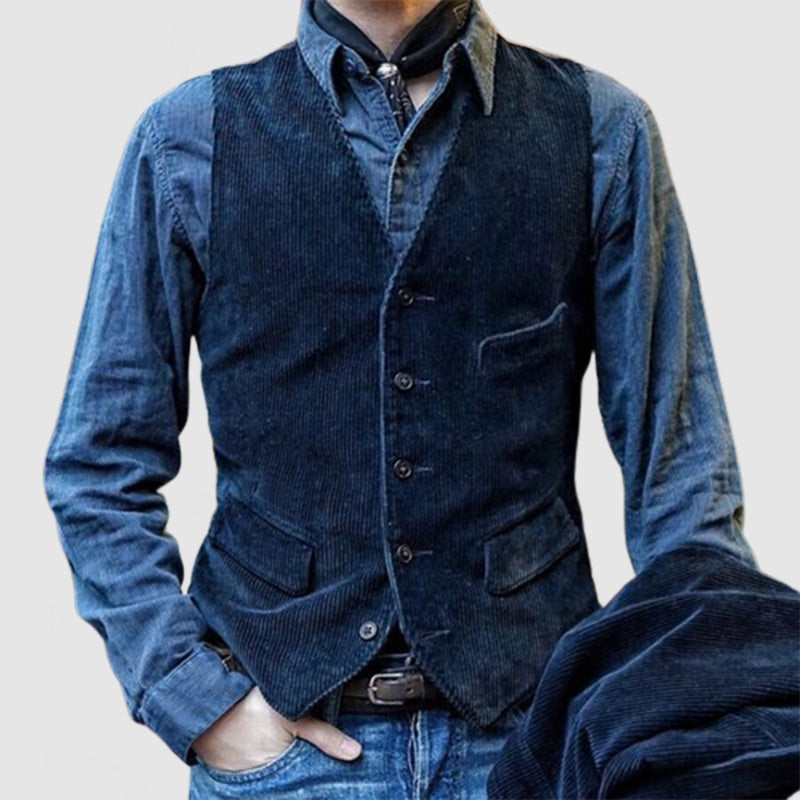 Heren Vintage Corduroy Mouwloos Vest