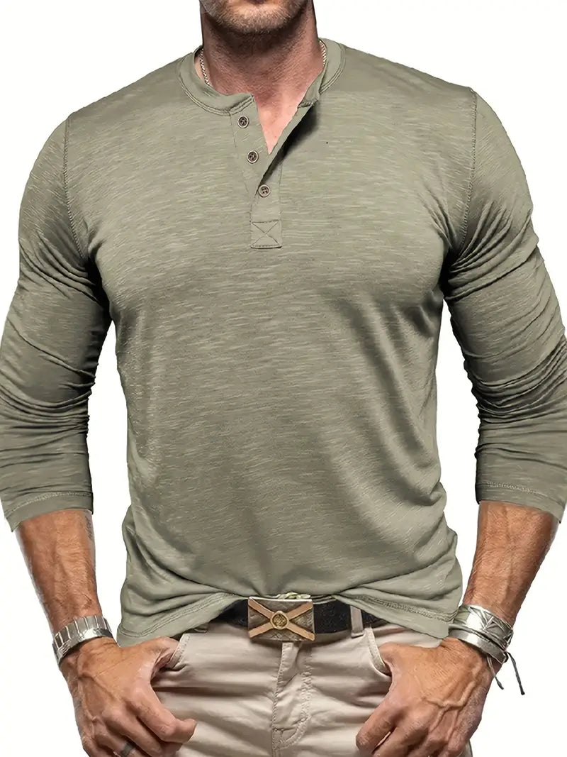 Henley t-shirt met lange mouwen