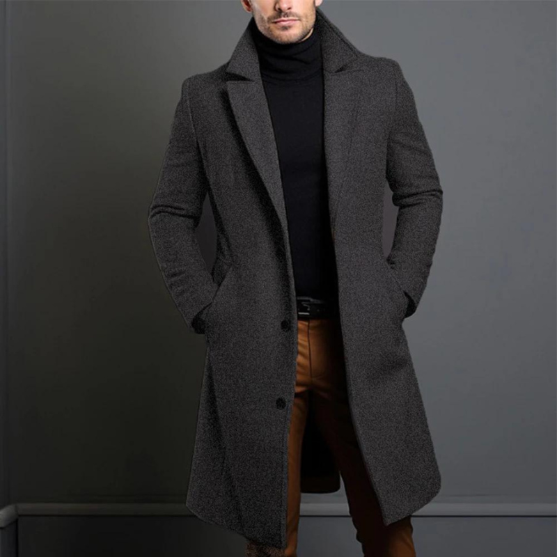 Stijlvolle Heren Trenchcoat met Notch Lapel en Wolblend