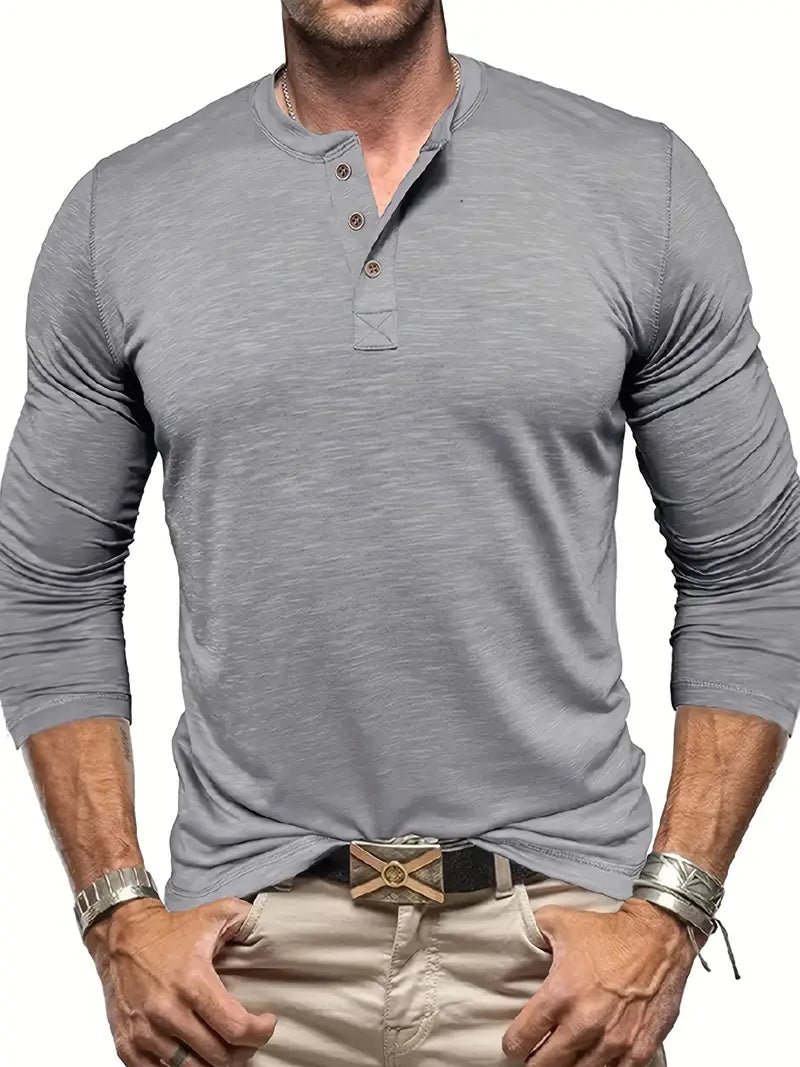 Henley t-shirt met lange mouwen