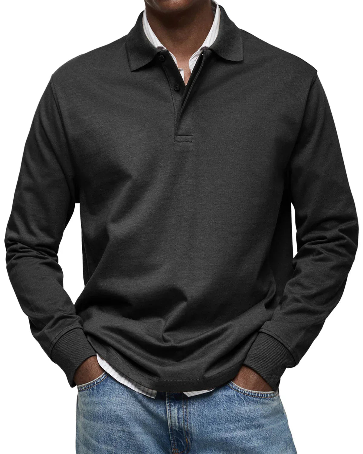 Lars | Klassiek Lange Mouwen Katoenen Polo Shirt