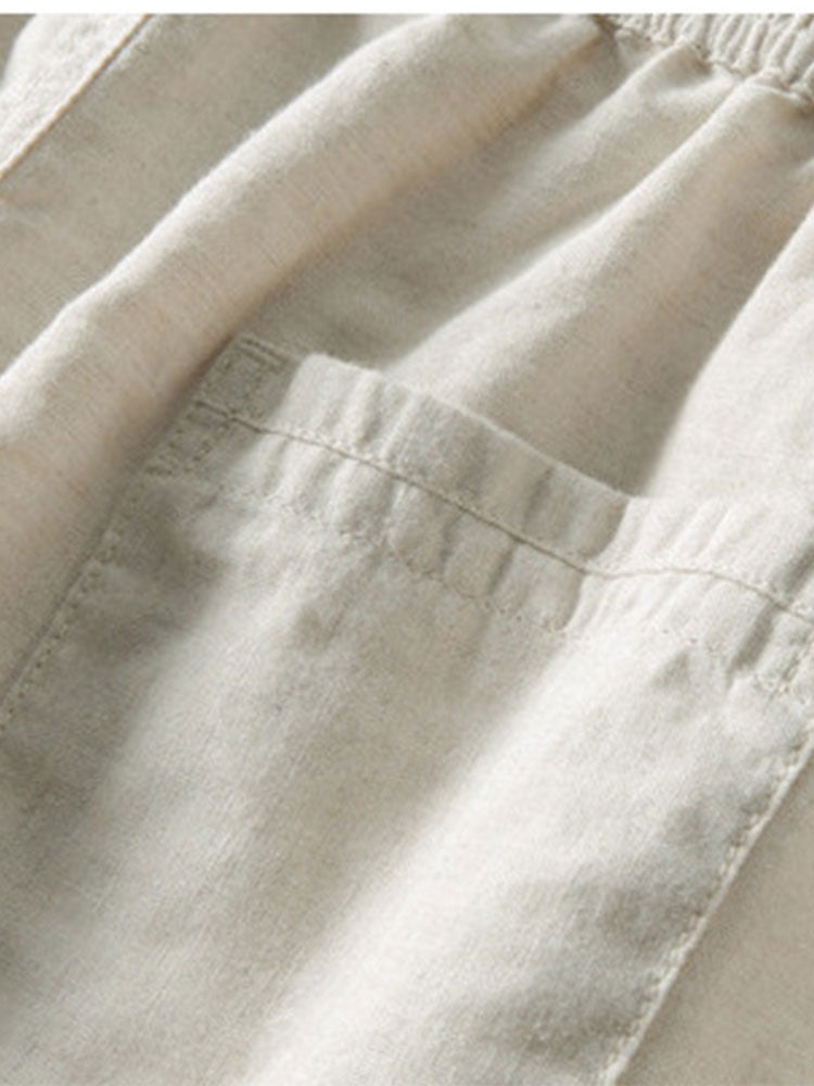 Heren Button-Up Shirt - 100% Linnen - Relaxte Pasvorm - Korte Mouwen Ademende Casual Kleding