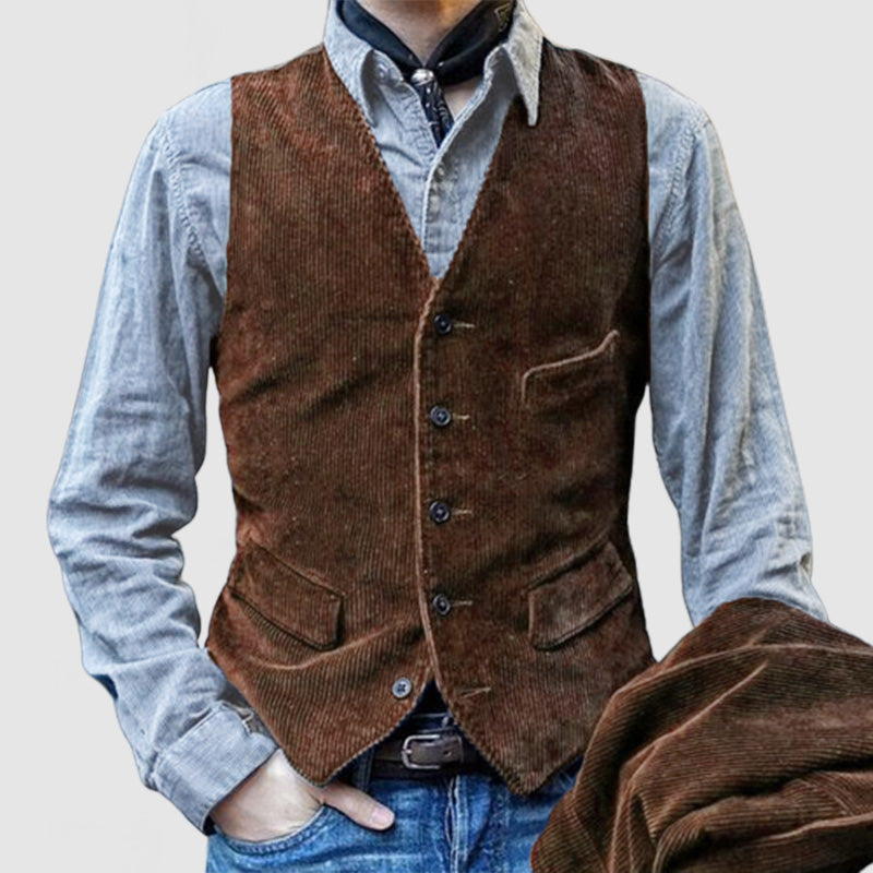 Heren Vintage Corduroy Mouwloos Vest