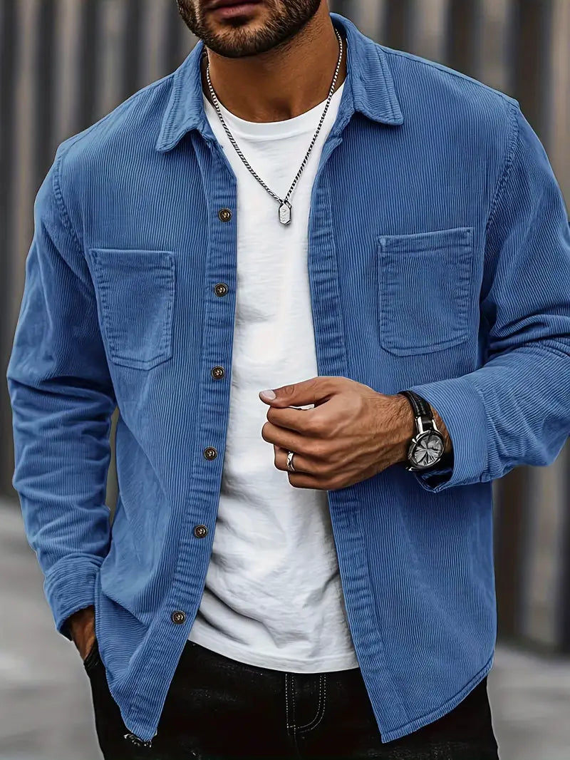 Corduroy Jas met Knoopsluiting - Perfect voor Overgangsweer