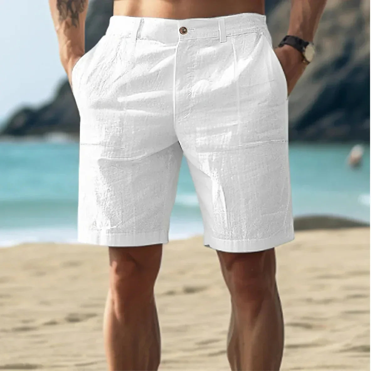 Zomer Linnen Relaxed Fit Shorts voor Mannen