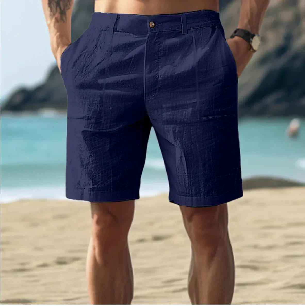 Zomer Linnen Relaxed Fit Shorts voor Mannen