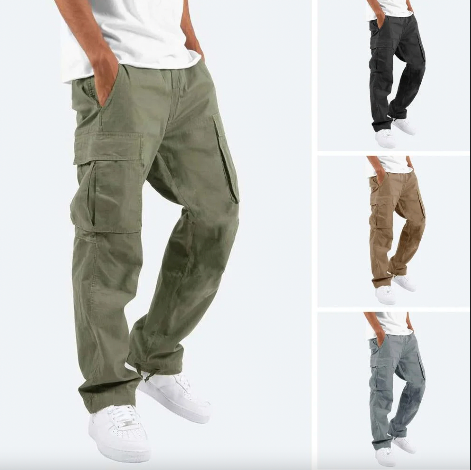 Heren Cargo Broeken - Relaxte Pasvorm - Meerdere Zakken - Duurzame Katoen Twill