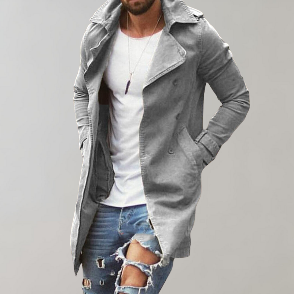 Lange Trenchcoat voor Mannen met Stijl en Functionaliteit