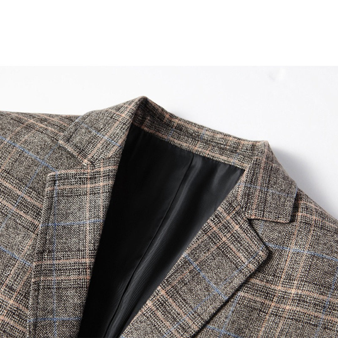 Tijdloze Geruite Vintage Blazer met Knoopsluiting