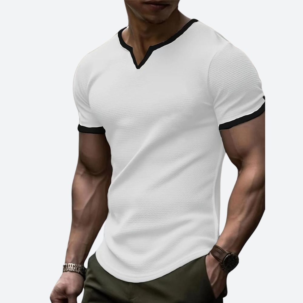 Darcyl | Wafel T-shirt met V-hals