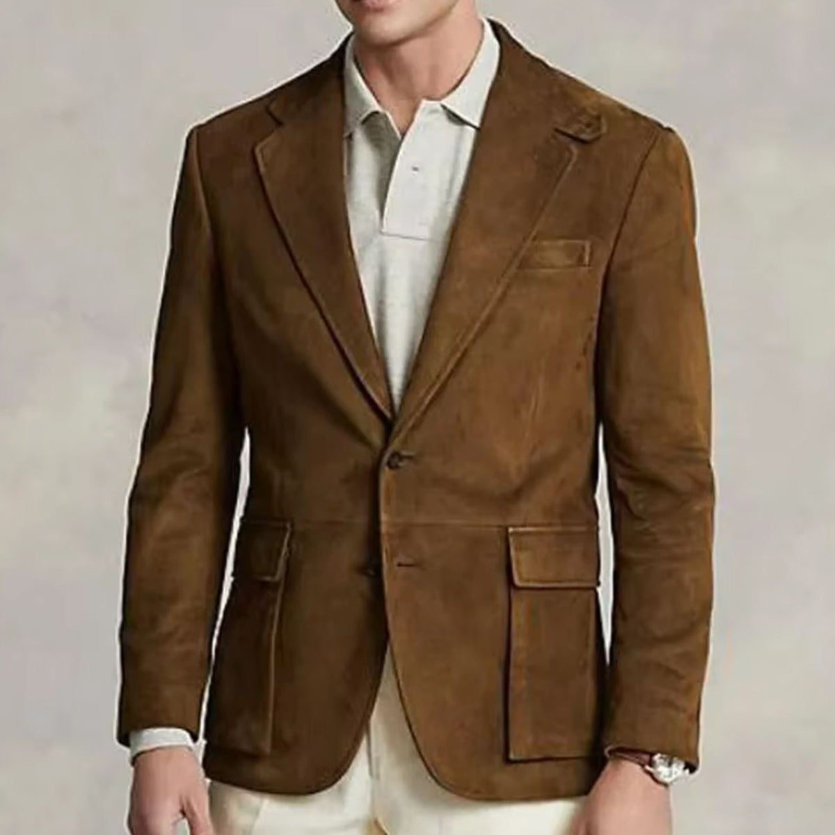 Heren Vintage Blazer met Opgestikte Zakken voor Stijl