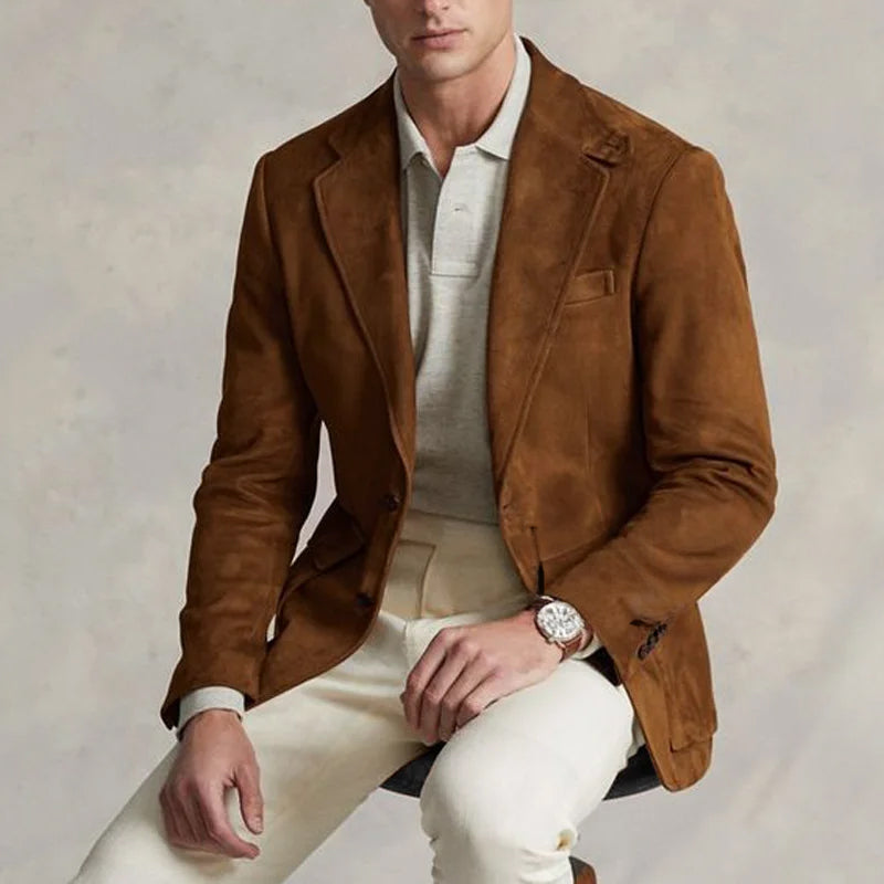 Heren Vintage Blazer met Opgestikte Zakken voor Stijl