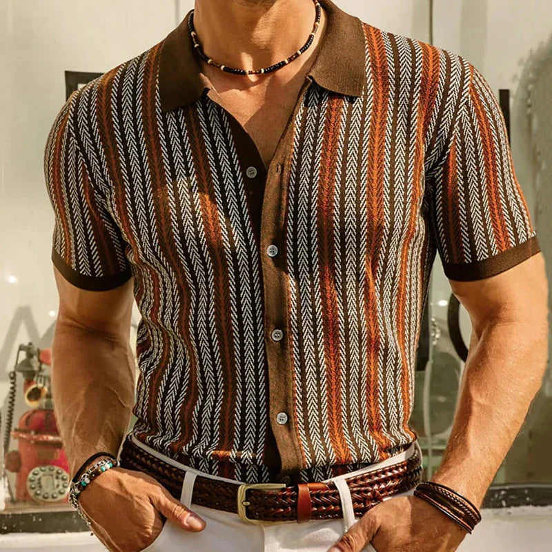 Vintage Gebreide Polo met Knoopsluiting