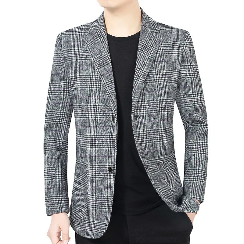 Licht Geruite Herencolbert voor Professionele en Casual Stijl