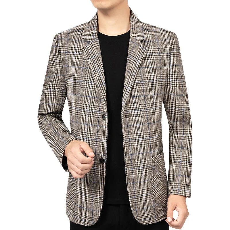 Licht Geruite Herencolbert voor Professionele en Casual Stijl