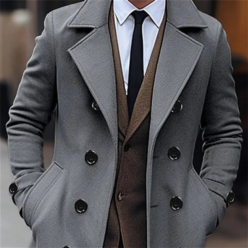 Klassieke Heren Trenchcoat met Dubbele Knopenrij en Tailleband