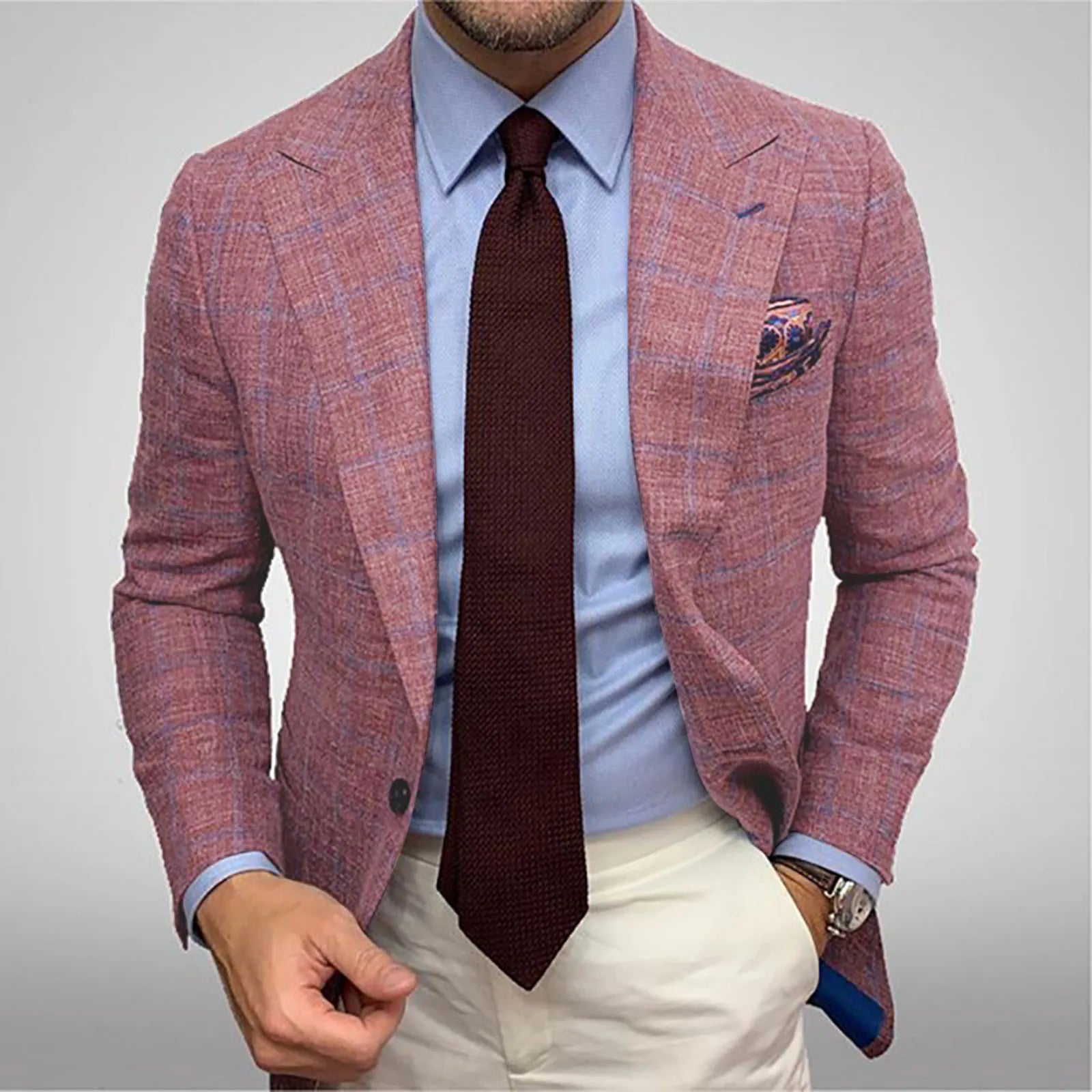 Geruit Slim Fit Colbert β Tweeknoopstijl