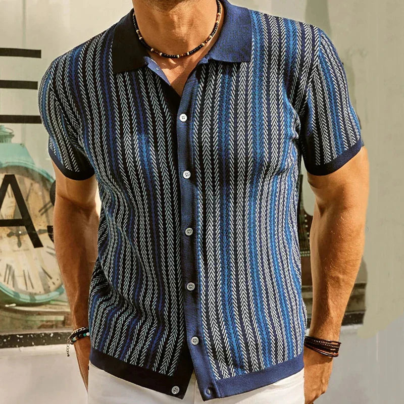 Vintage Gebreide Polo met Knoopsluiting