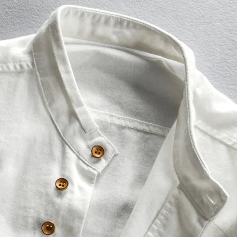 Bergbosch - Heren Slim Fit Overhemd met Opstaande Kraag