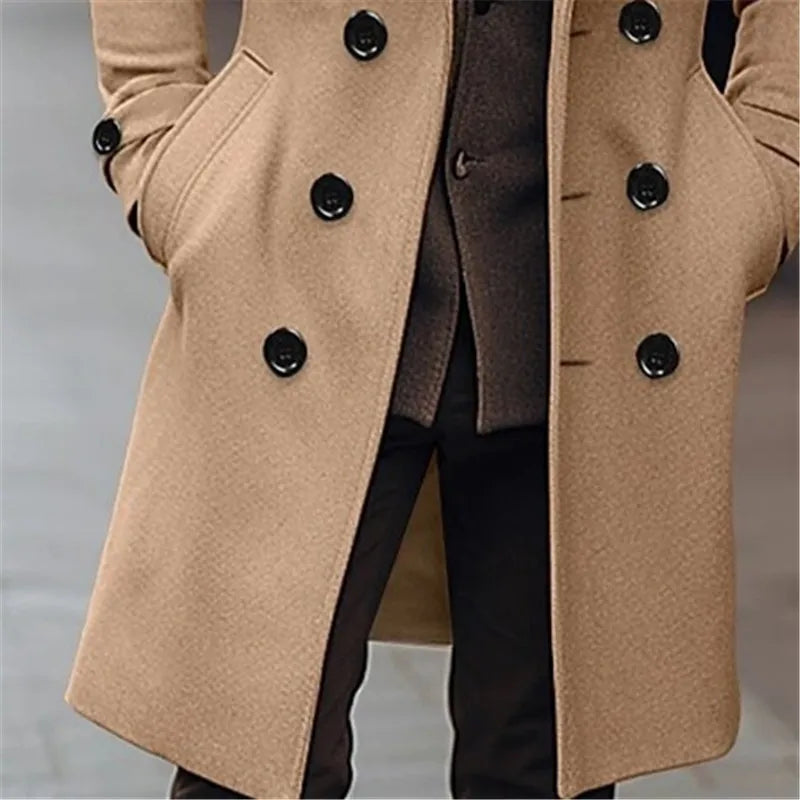 Klassieke Heren Trenchcoat met Dubbele Knopenrij en Tailleband