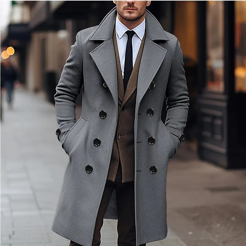 Klassieke Heren Trenchcoat met Dubbele Knopenrij en Tailleband