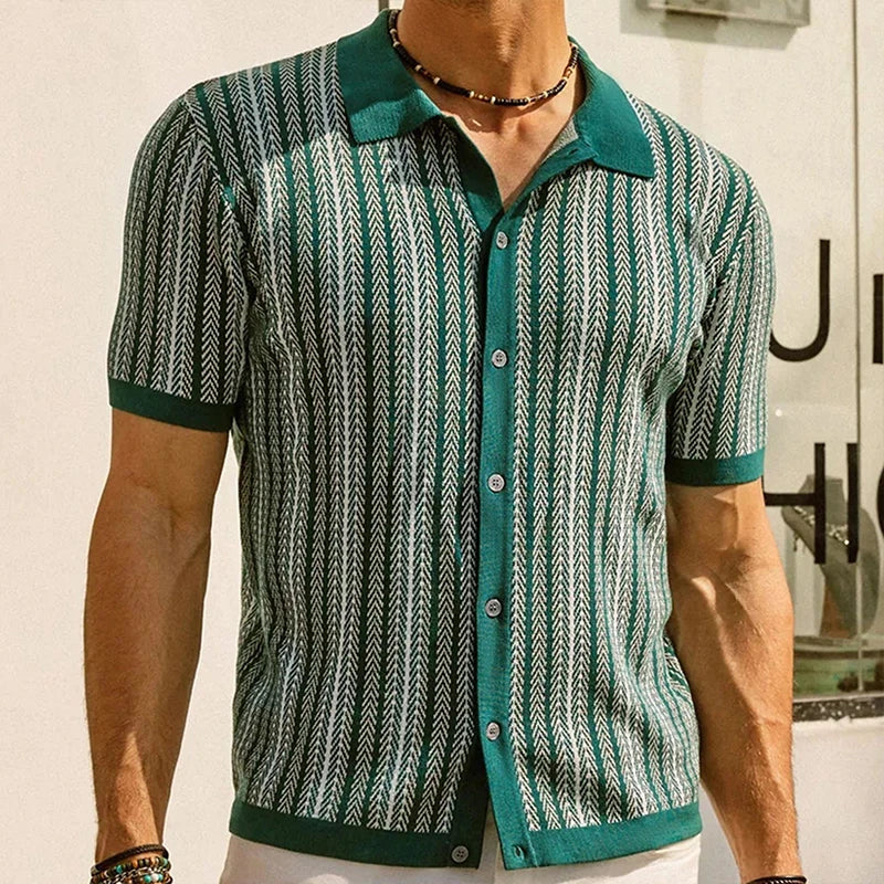 Vintage Gebreide Polo met Knoopsluiting