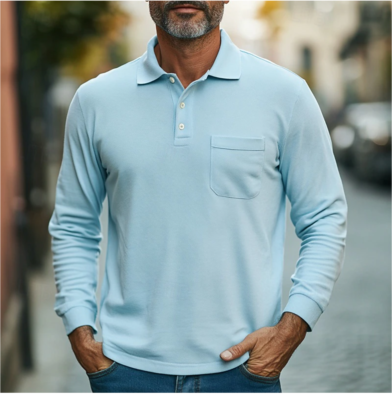 Heren Poloshirt met Lange Mouwen