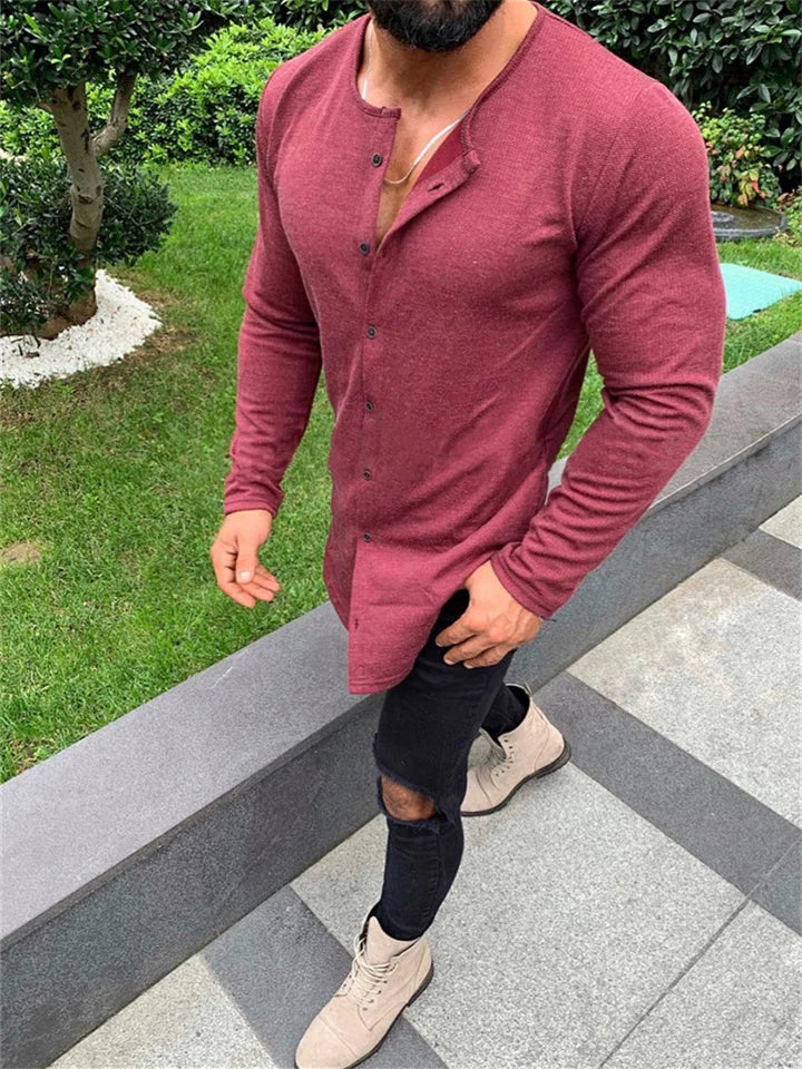 Martin - T-shirt met knoopjes en lange mouwen voor heren