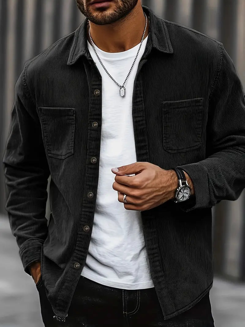 Corduroy Jas met Knoopsluiting - Perfect voor Overgangsweer