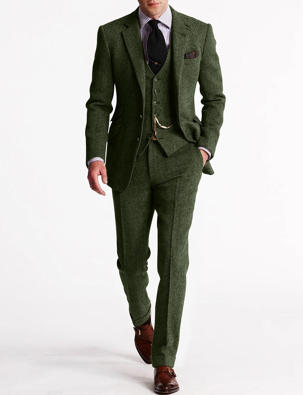 Tweed Smoking Herenpakken, Driedelig en Klassiek
