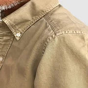 Heren Vintage Gewassen Katoenen Overhemd met Lange Mouwen