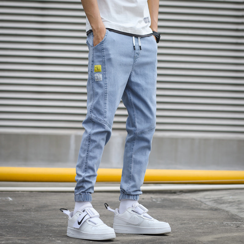 Denim Joggers met Taps Toelopende Pijpen