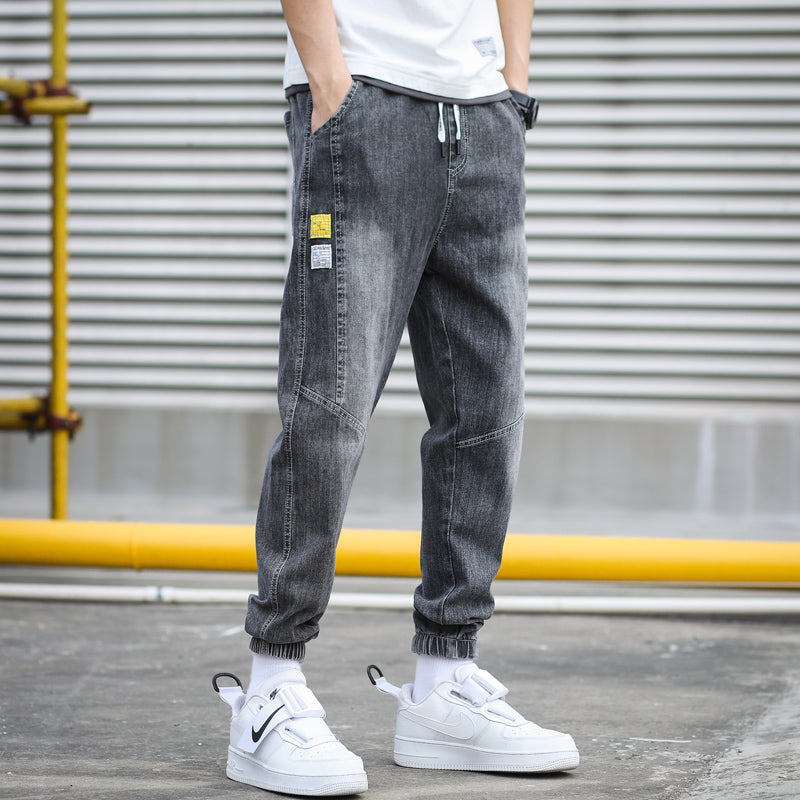 Denim Joggers met Taps Toelopende Pijpen
