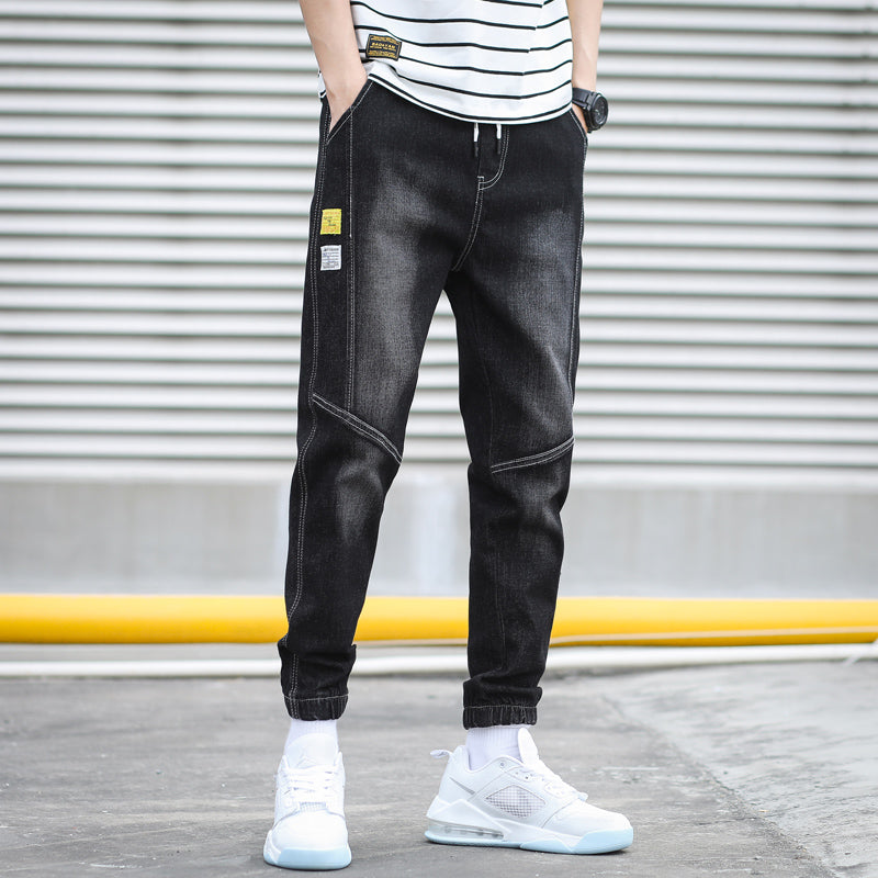 Denim Joggers met Taps Toelopende Pijpen