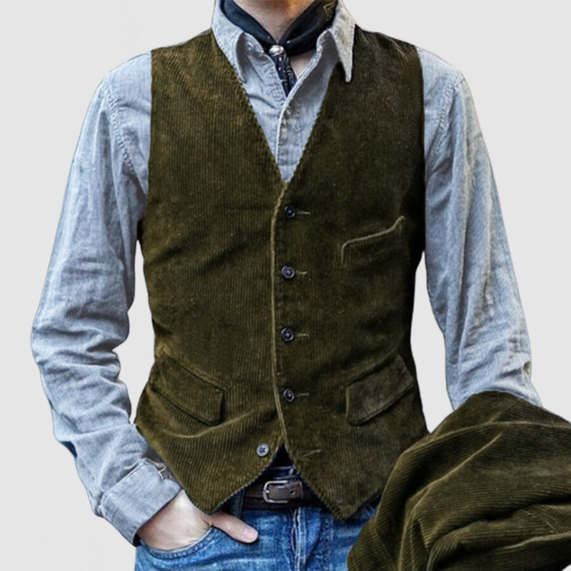 Heren Vintage Corduroy Mouwloos Vest